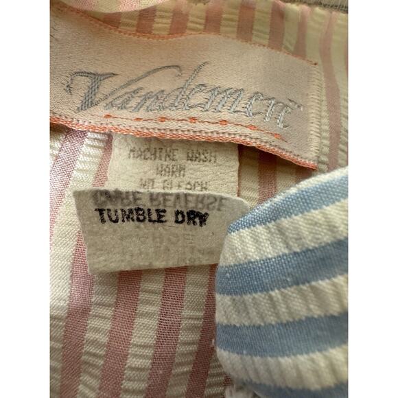 Vintage Vandemere Seesucker Pastel Striped Nightgown Robe House Coat Large Zip - Picture 5 of 6